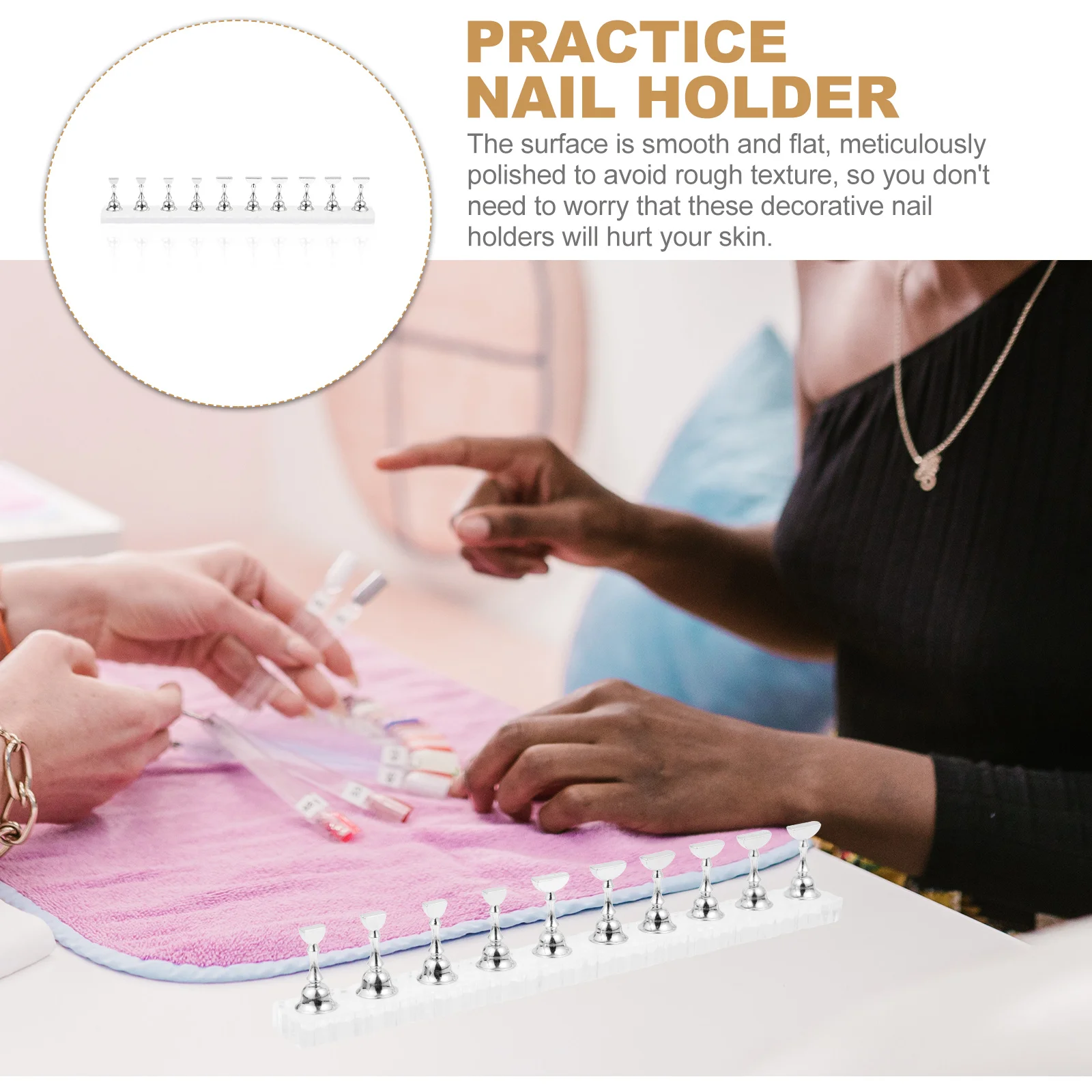 

1Set Nail Art Metal Stand Practice Manicure Display Stable Portable Smooth Surface Decorative Racks for Salons