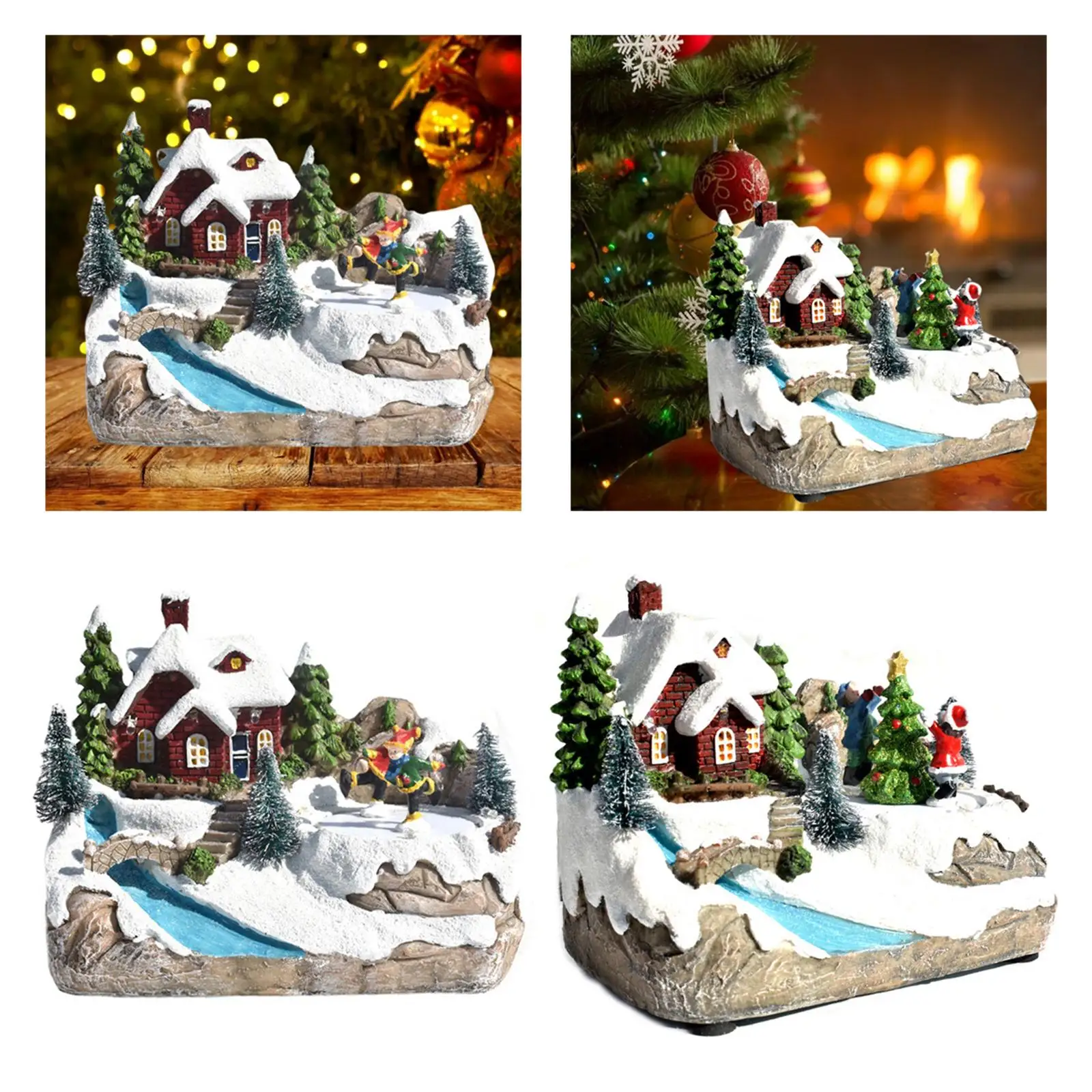 

Рождественский снежный дом, украшение для дома, светодиодная мини-скульптура, подарок на Рождество