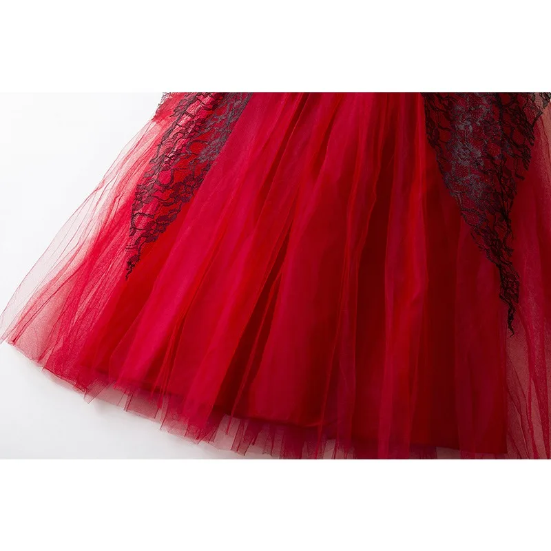 فستان الهالوين مصاص الدماء للأطفال شبح العروس القوطية الساحرة تأثيري حلي كرنفال حفلة فساتين الملابس السوداء والحمراء للفتيات