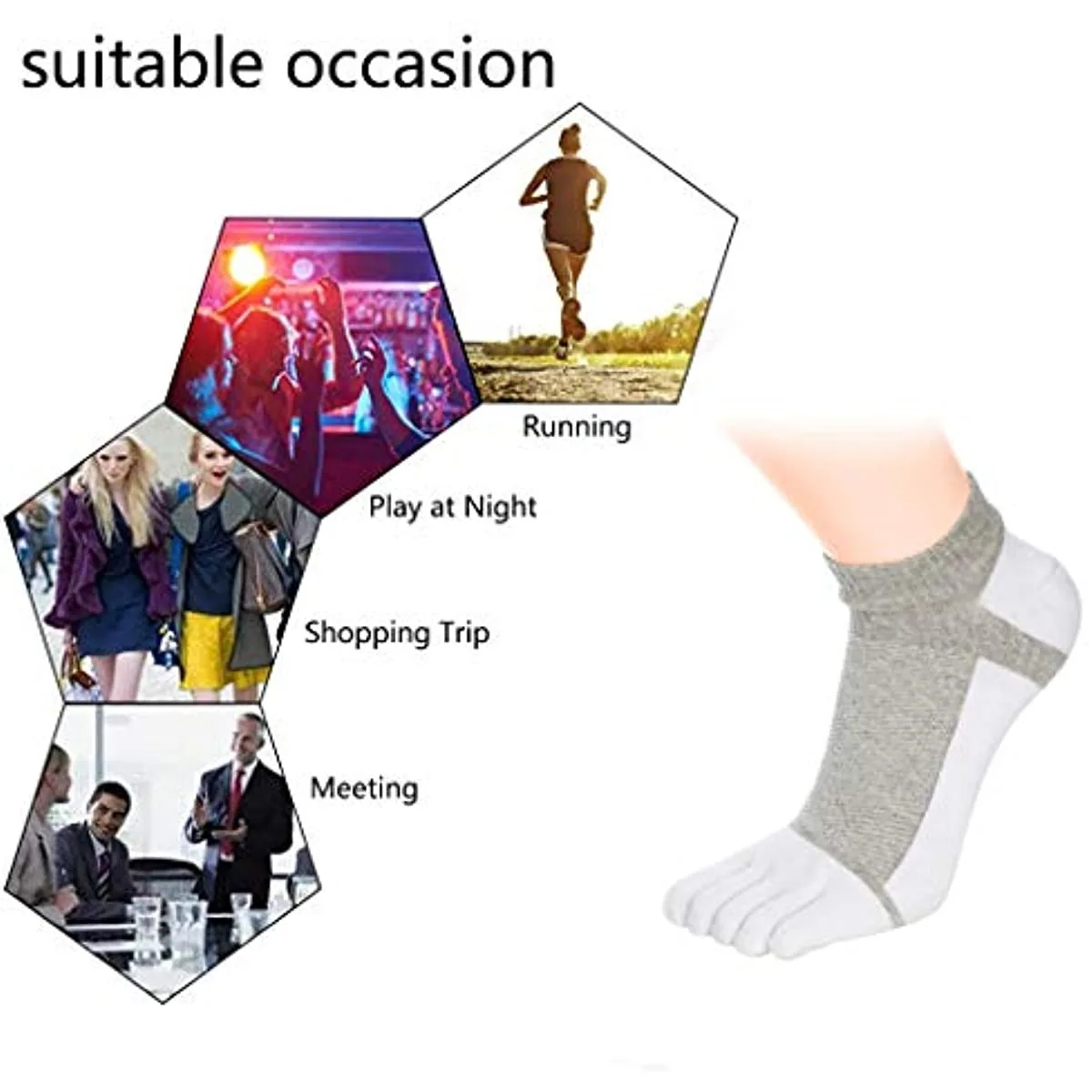 2pairs Men\'s Five-toe Ankle Socks, Fashion Sports Socks, Cotton Socks, Breathable Comfortable Anti Friction Low Cut Socks