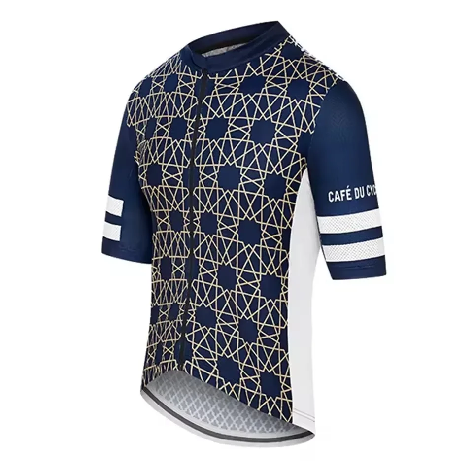 Cafe Du Cycliste Summer Men\'s Short Sleeve Cycling Jerseys Quick Dry Breathable Black/White Bike Clothing Ciclismo Maillot Tops