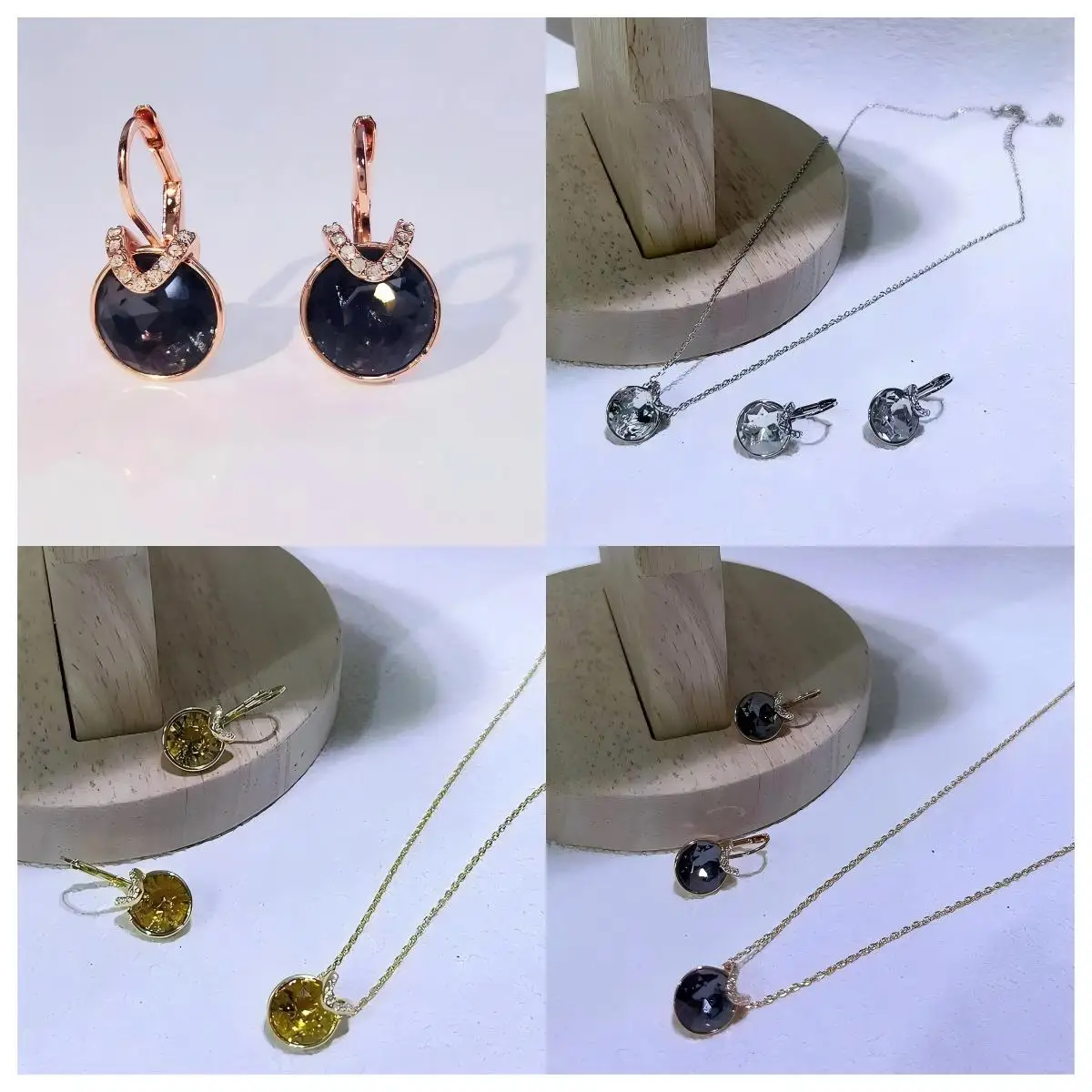 

2025 Eye catching round crystal pendant necklace, earrings, fine sparkling jewelry set, lovely for women, party accessories.