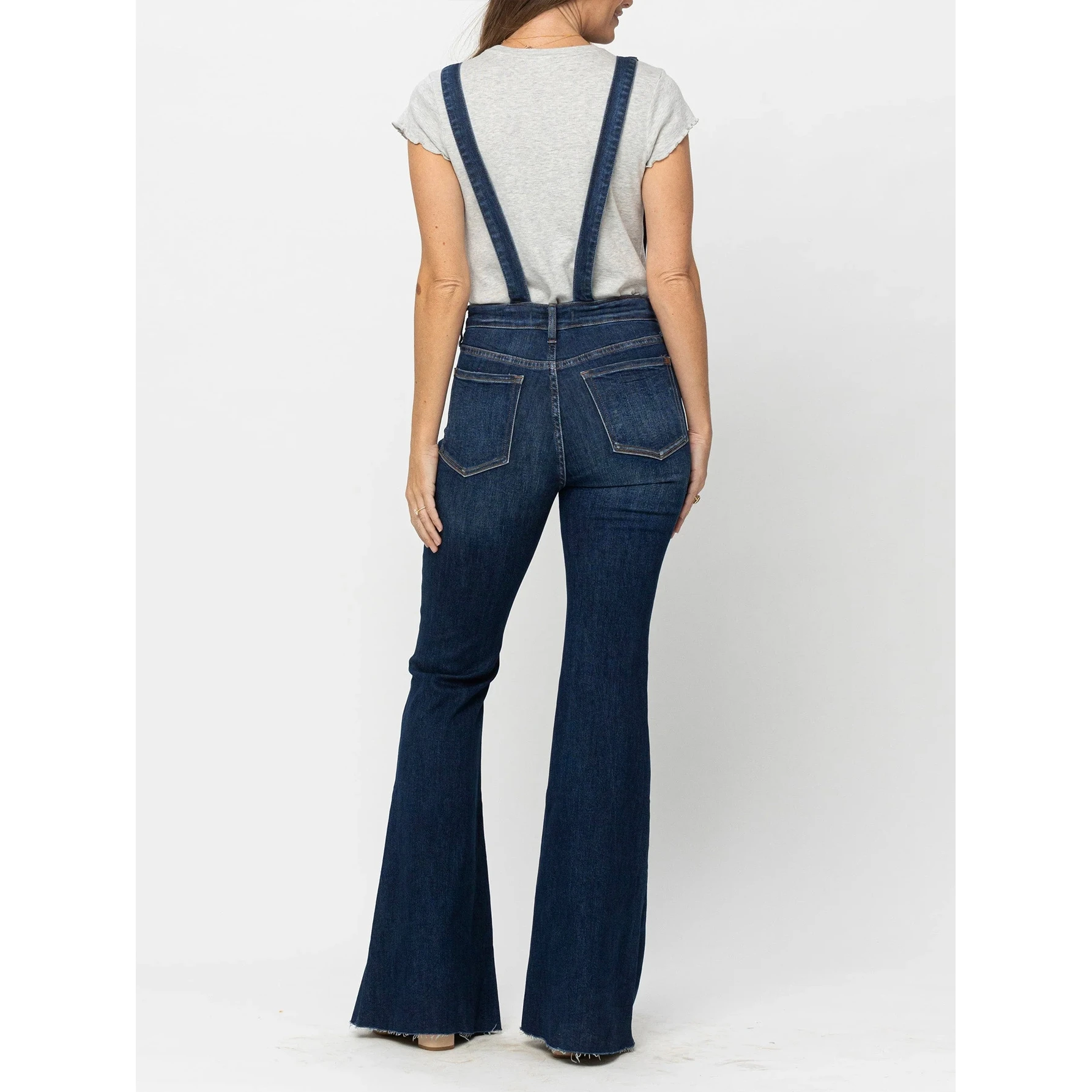 Faionable jeans elástico de cintura alta feminino sino bot com alças outono inverno nova chegada jeans elásticos