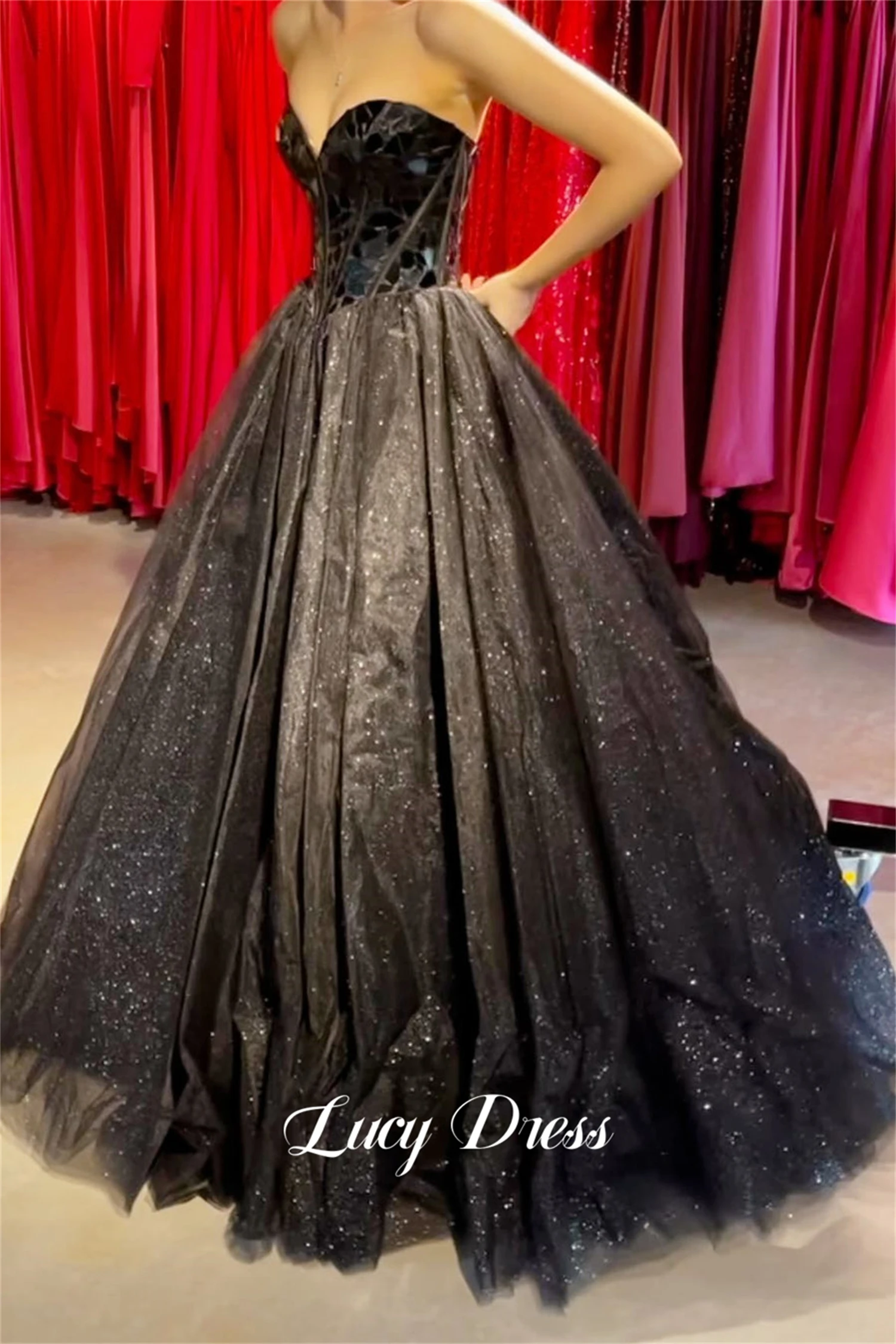 

Lucy Strapless Ball Gown Line A Luxurious Decoration Black Female Dress Party Dresses for Women Gala Sharon Happy 2024 Woman