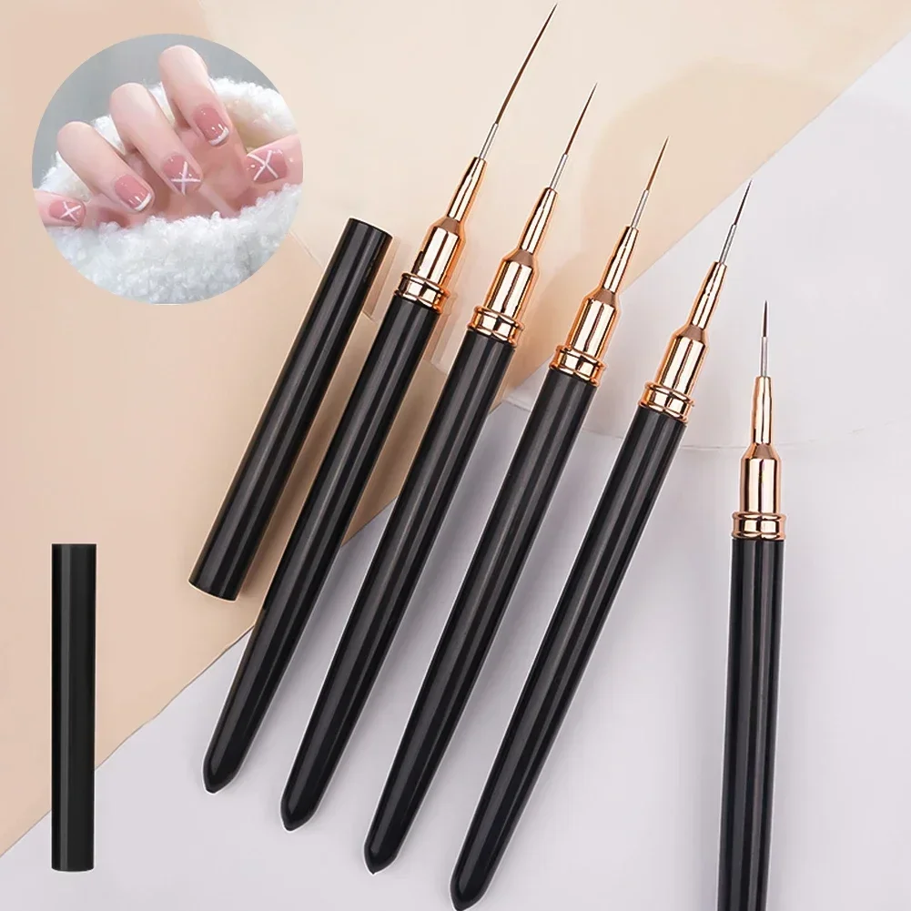 5 pezzi Set di pennelli per nail art Kit di pennelli per unghie in gel UV Linea a strisce Pittura Disegno Penna per fiori Strumento per manicure professionale