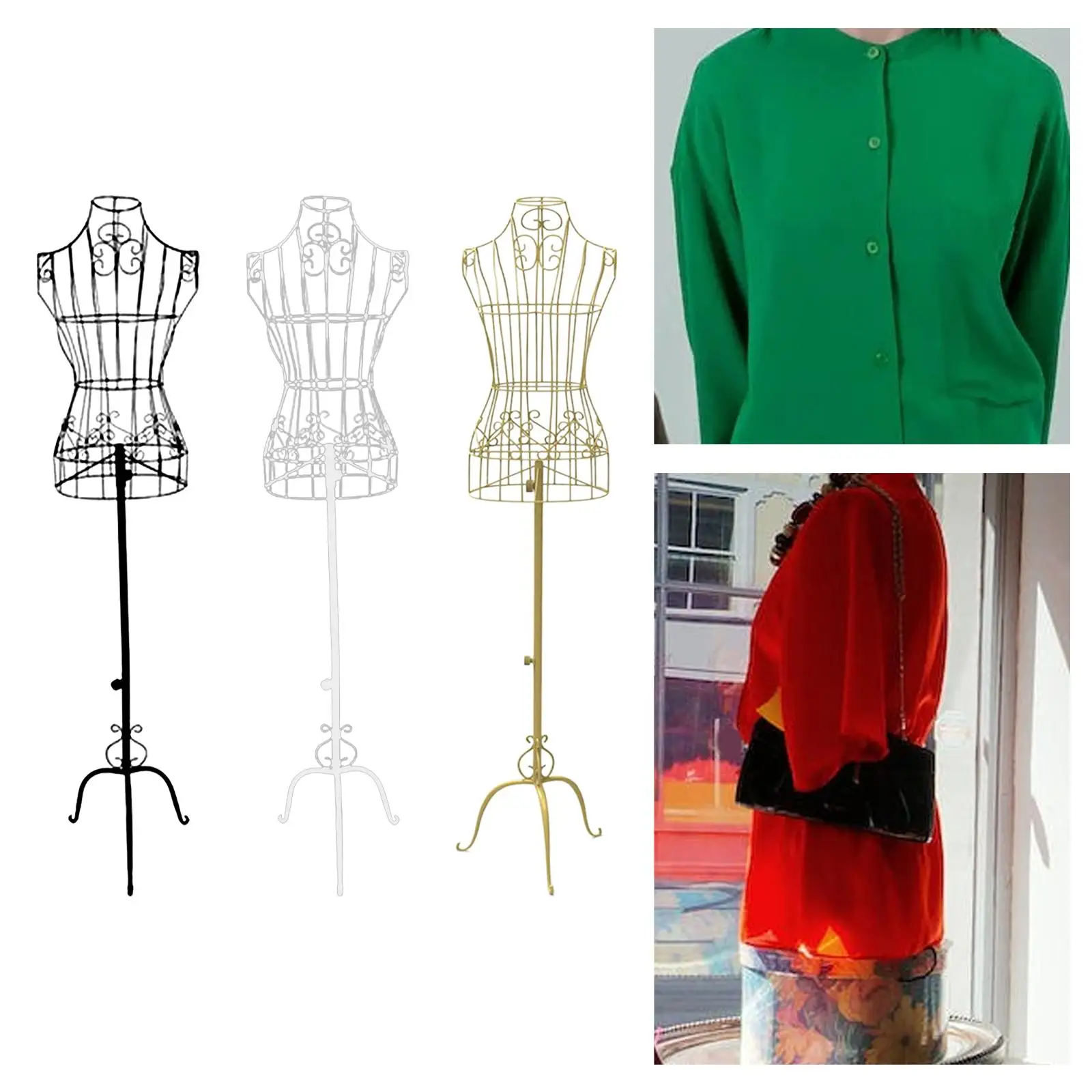 

Metal Female Mannequin with Stable Base, Manikin Support Model, Torso Half Body