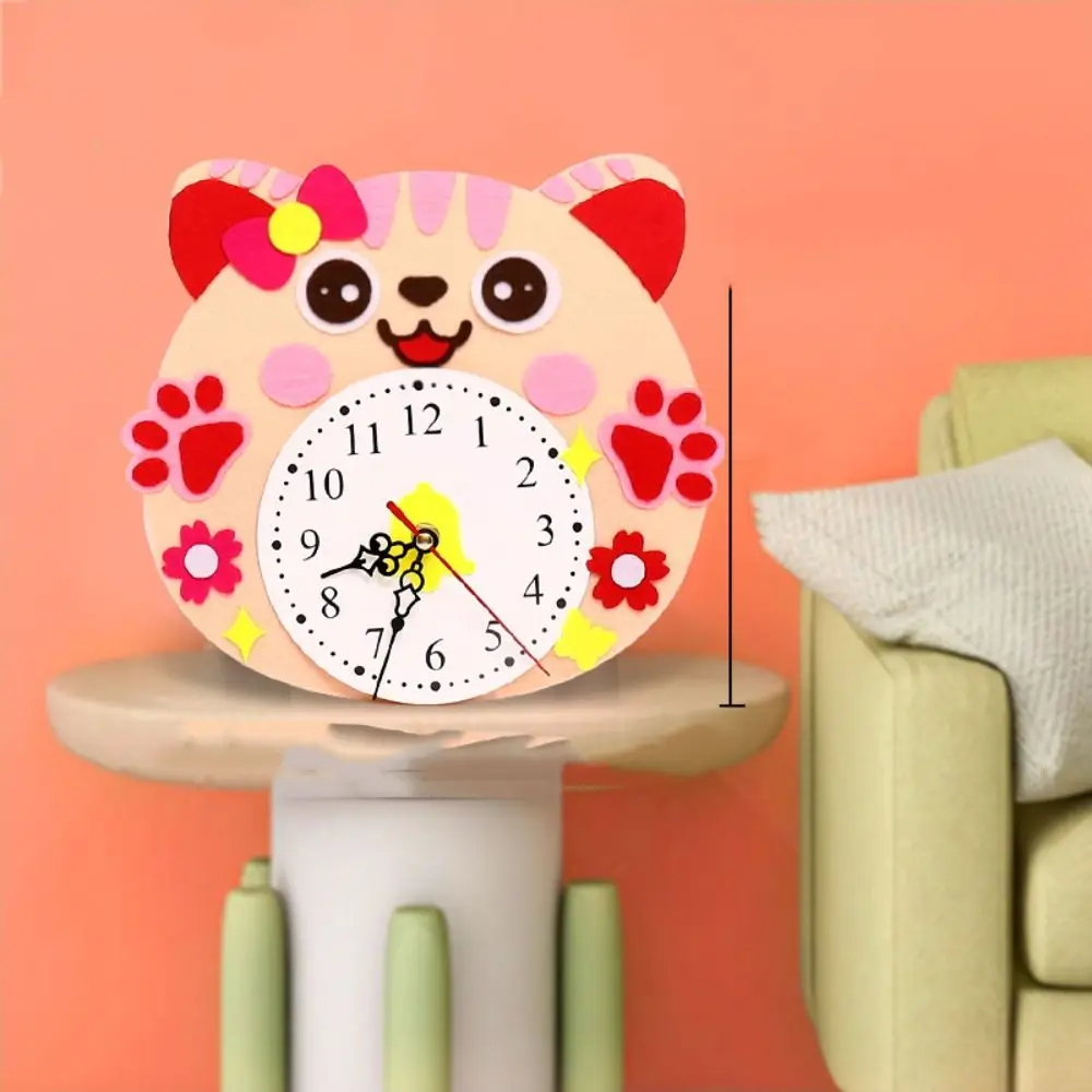 Nonwoven Fabric Cognition Clocks Toys DIY Puzzle Cartoon Clock DIY Clock Toys Hour Minute Second Time Teaching Aid Kids Gift