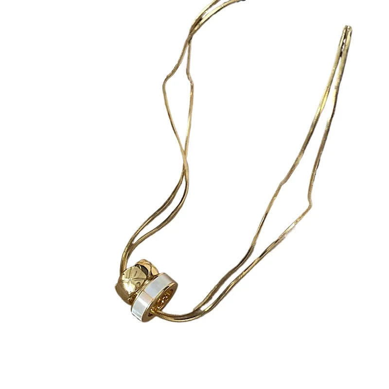 

Fritillary small waist necklace women's new metal rhombus collarbone chain double-layer sweater chain