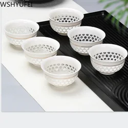 6pcs\lot Chinese ceramic small tea cup Tea set small tea cup Travel portable tea set Office household drinking utensils WSHYUFEI
