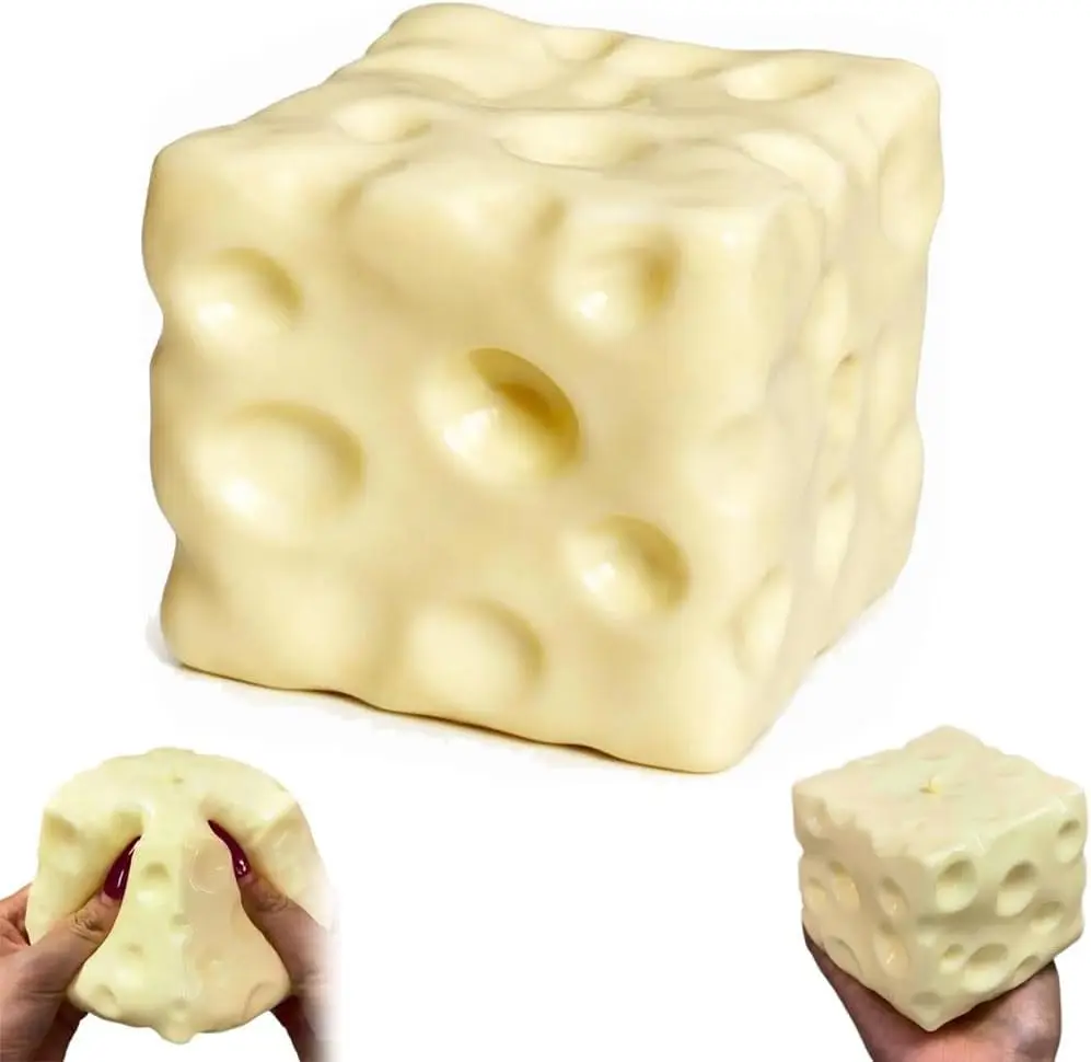 New Squishy Cheese Cube Stress Ball Shapeable Squeeze Ball Non Rebound Sensory Fidget Toys for Kids and Adults Relaxing Gifts.