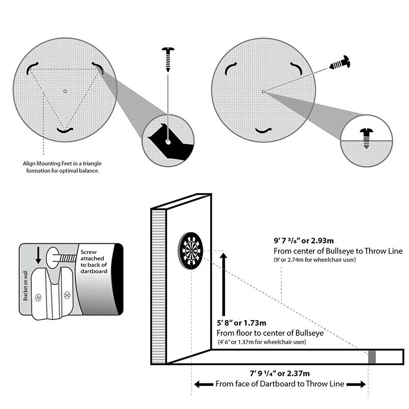 Dartboard Hanger Dartboard Mounting Bracket Kit Hardware Kit Screws Wall Hanging Dart Accessories