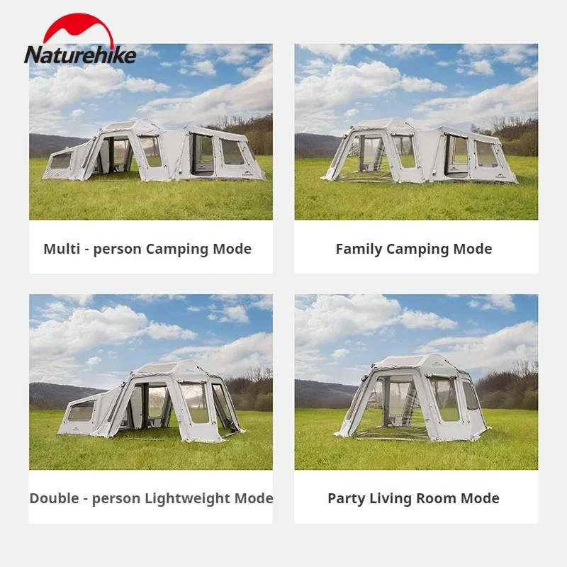 Naturehike Gen Air FL Inflatable Air Tent 210D Silver‑Coated Oxford Large Space Portable Waterproof Family Glamping Outdoor Camp