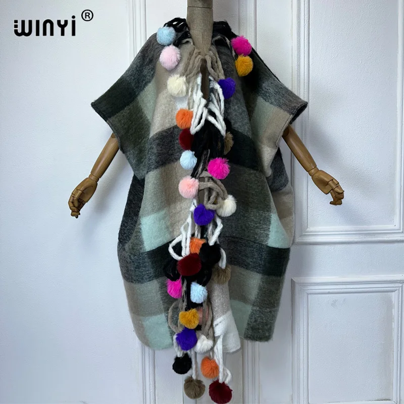 WINYI 202 Winter Women tassel Everyday personality Cardigan coat Loose dress robe longue Thick Warm free size Middle East Kaftan