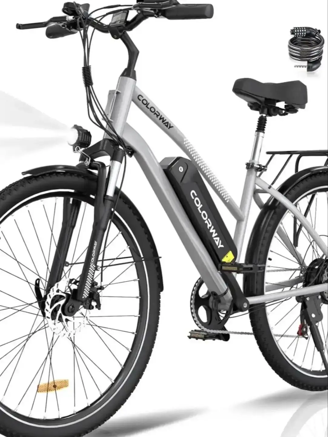 AliExpress COLORWAY 28" Electric Bike with 36V 15Ah Removable Battery, Smart DISPLAY, Pedal Assist, 7-Speed, City Bike with 250W motor