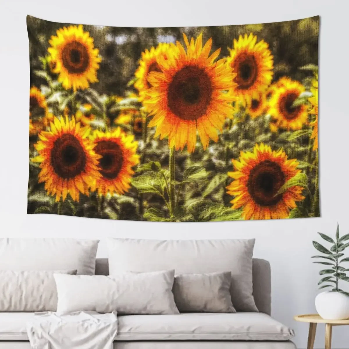 

Sunflowers With Canvas Texture Tapestry Room Decor Cute Decor Home Wall Mural Living Room Decoration Tapestry