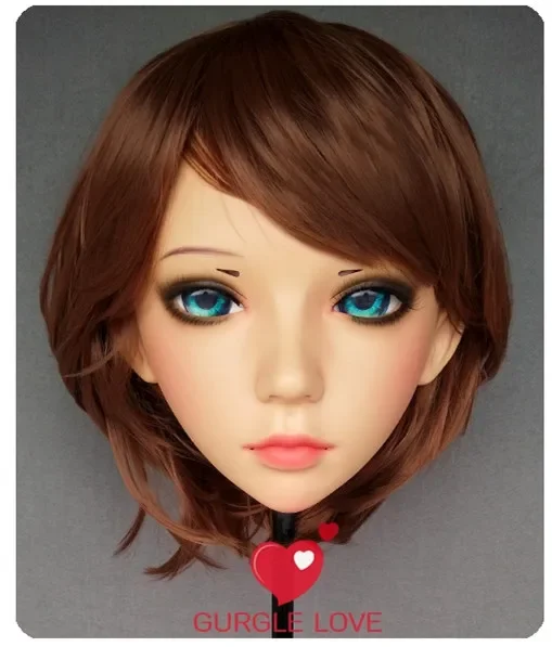 (DM172) Lovely Sweet Girl Resin Half Head Kigurumi Mask With BJD Eyes Cosplay Japanese Anime Role Lolita Mask Crossdress Doll