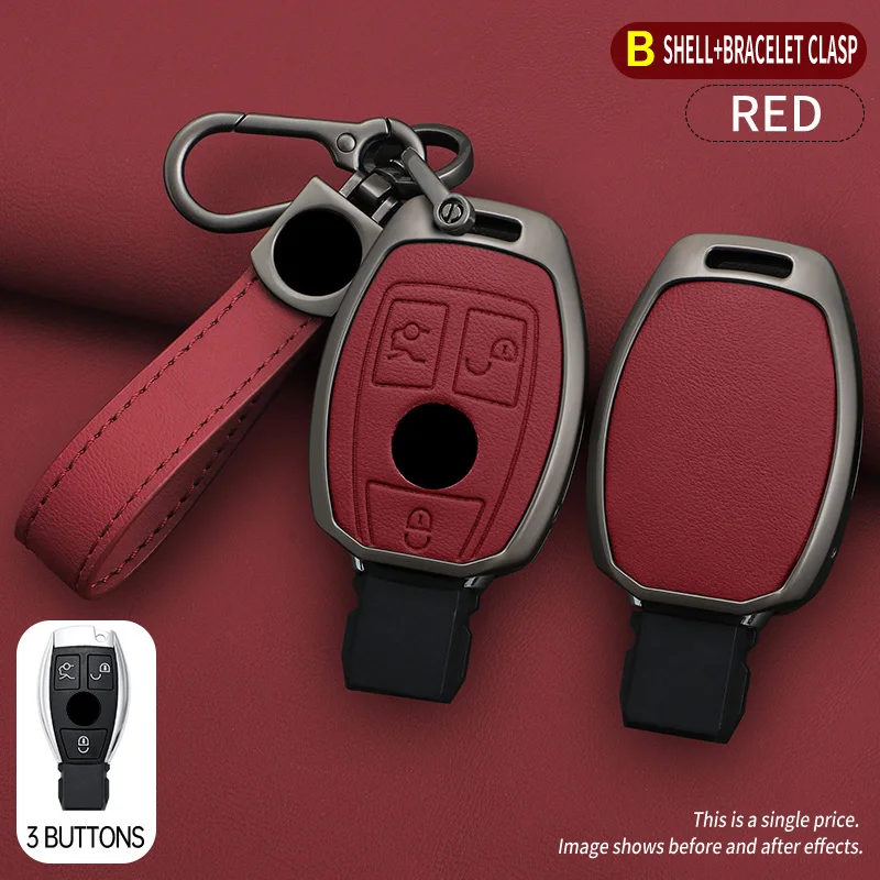 Autosleutelhoes, -hoesje, -tas voor Mercedes Benz A B C S Klasse AMG GLA CLA GLC W176 W221 W204 W205 sleutelhanger accessoires