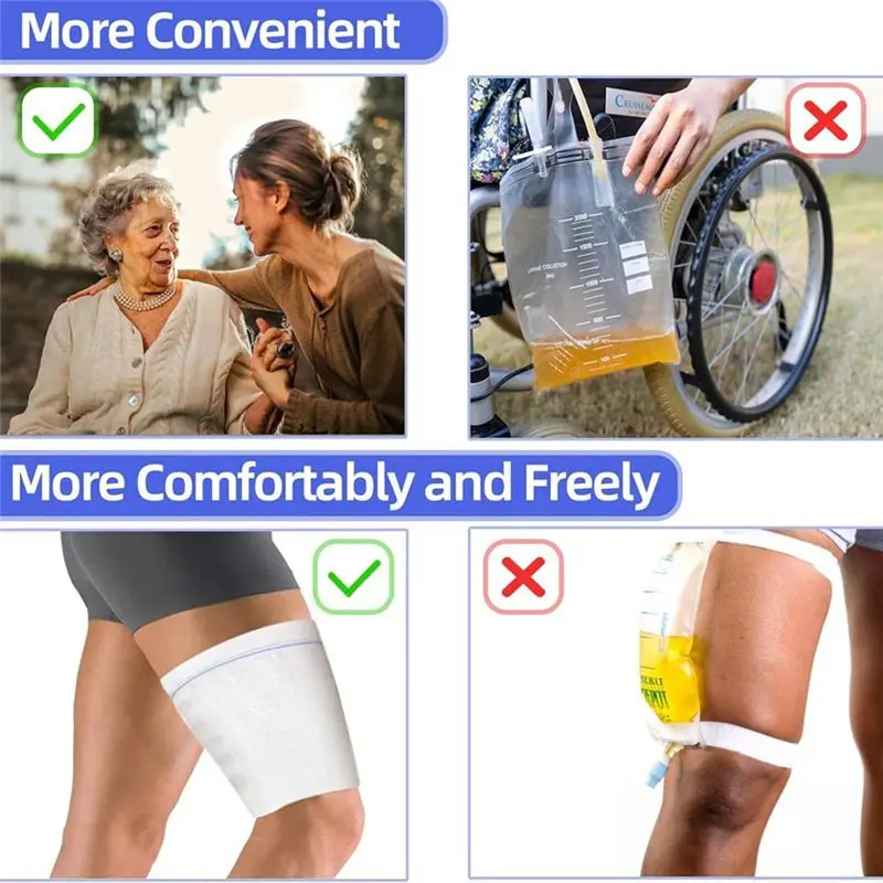 Beauty 2 PCS Catheter Leg Bag Holder Stay In Place Urine Bags For Men, Women, And Wheelchair Users Stay In Place Urine Bags L