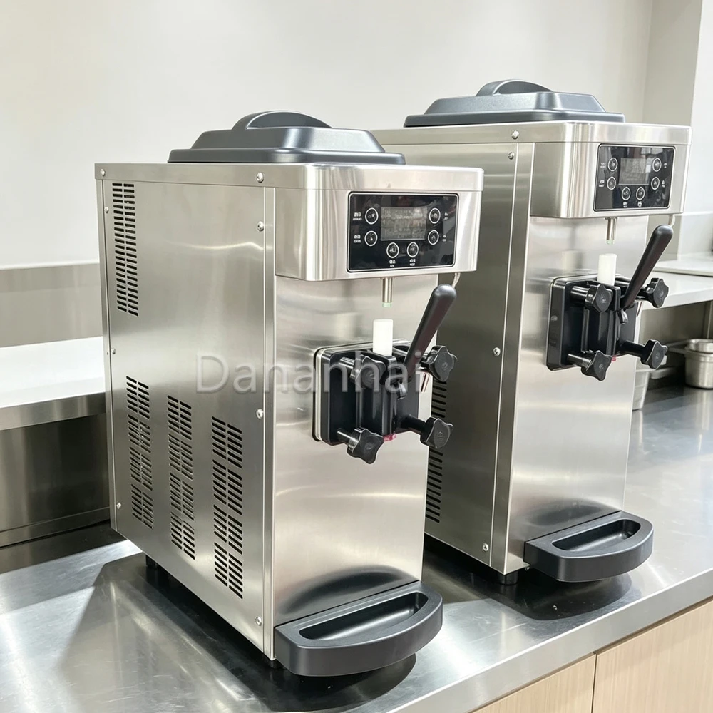 Single Head Soft Serve Machine, Stainless Steel Commercial Ice Cream Maker for Dessert & Bubble Tea Shop