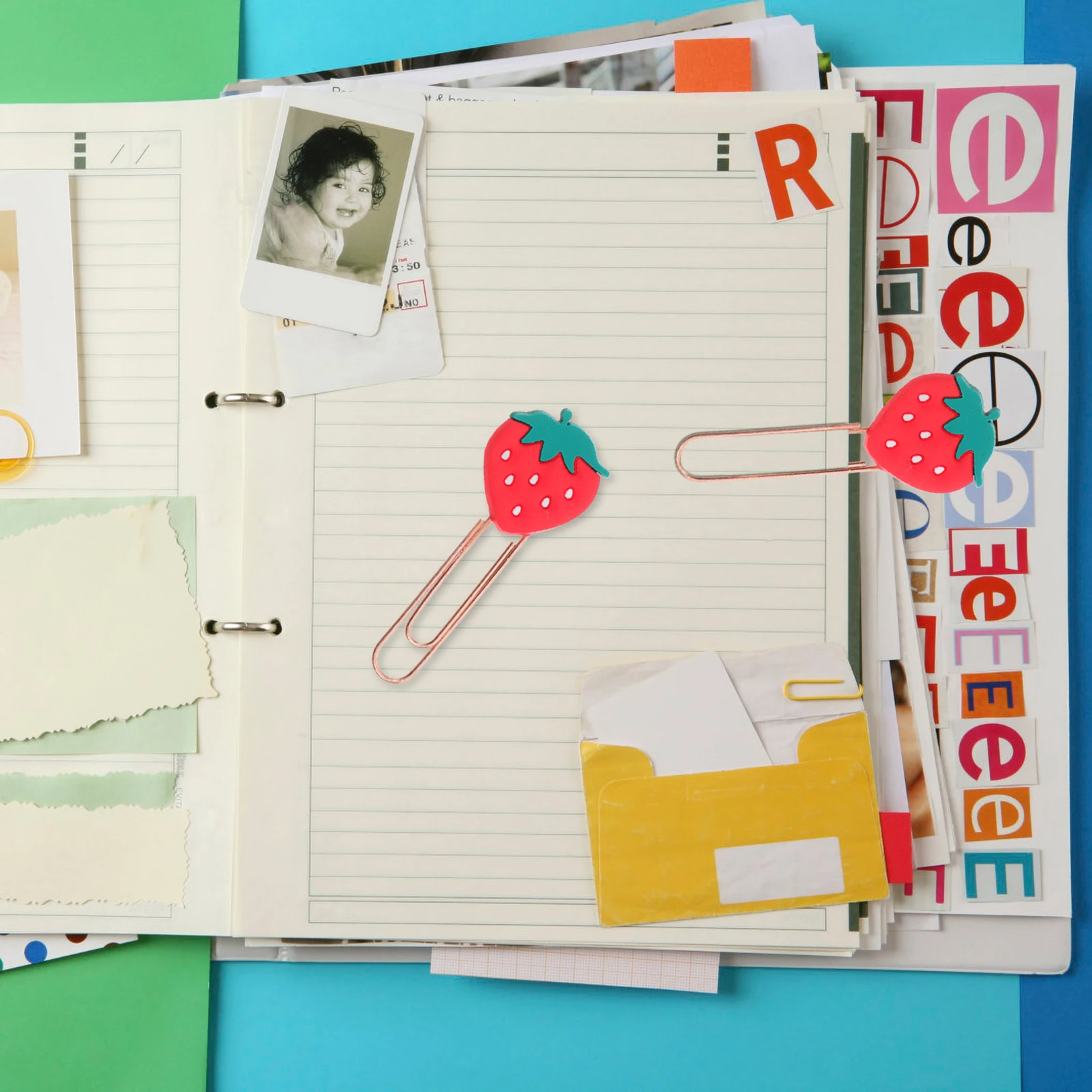 

20 Pcs Strawberry Bookmark Paper Clips Creative Shaped Assorted Colors Office School Supplies Lovely File Clips