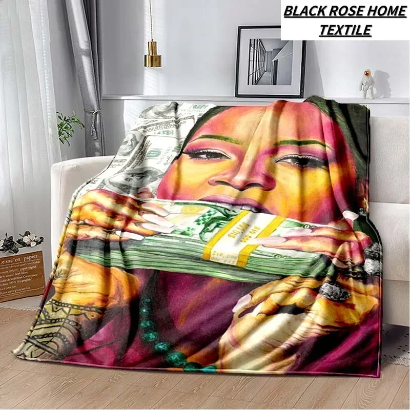 Fashion Art Print Female Singer R-rihanna Idol Blanket Living Room Sofa Plush Sleeping Blanket Bedroom Soft Bed Sheet Adult Gift
