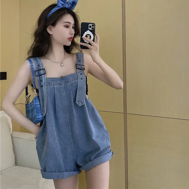 2023 Women\'s Clothing Trend Young Style Streetwear Fashion Loose Jumpsuits Straight Solid Color Thin Summer Pocket Sleeveless