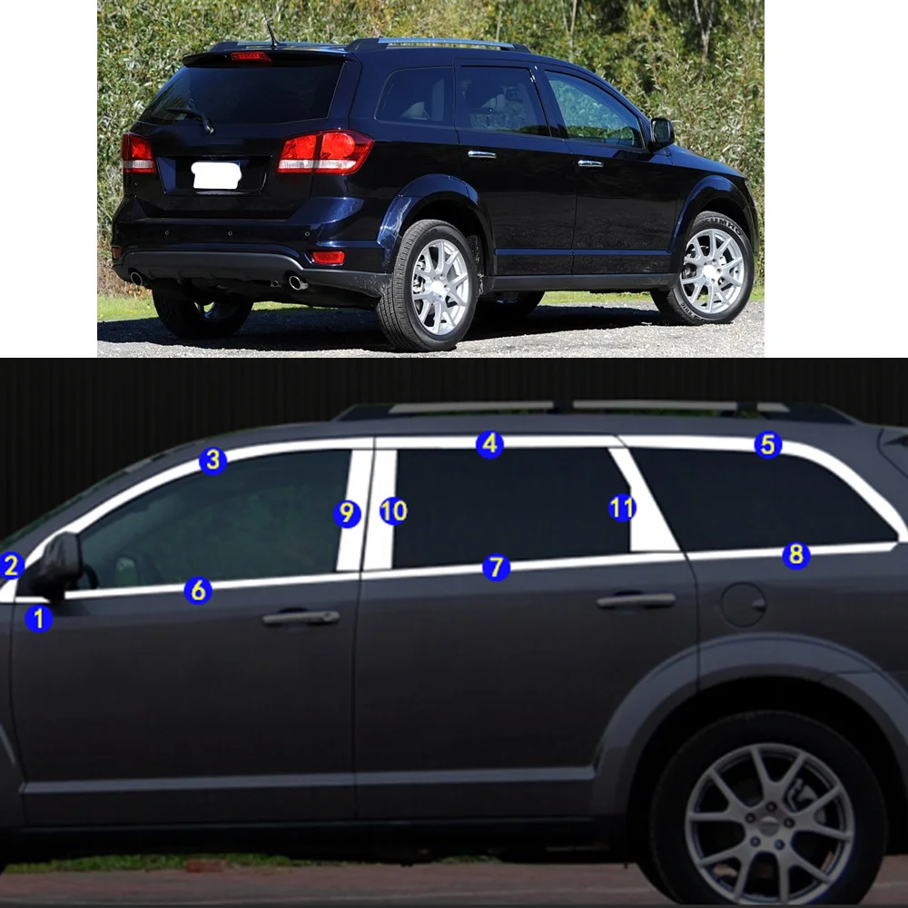 Car Sticker Garnish Pillar Window Middle Strip Trim Frame Hoods For Dodge Journey 2009 2010 2011 2012 2013 2014 2015 2016