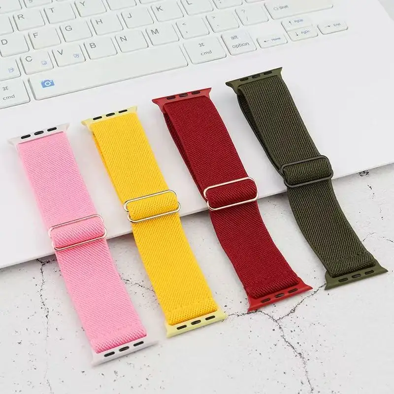 Elastic Nylon Loop Strap For Apple Watch Ultra 4/3/2 49mm 12 11 10 46mm 42mm Bracelet Wristband iWatch 9 8 7 6 SE 45/41/44/40mm image 3