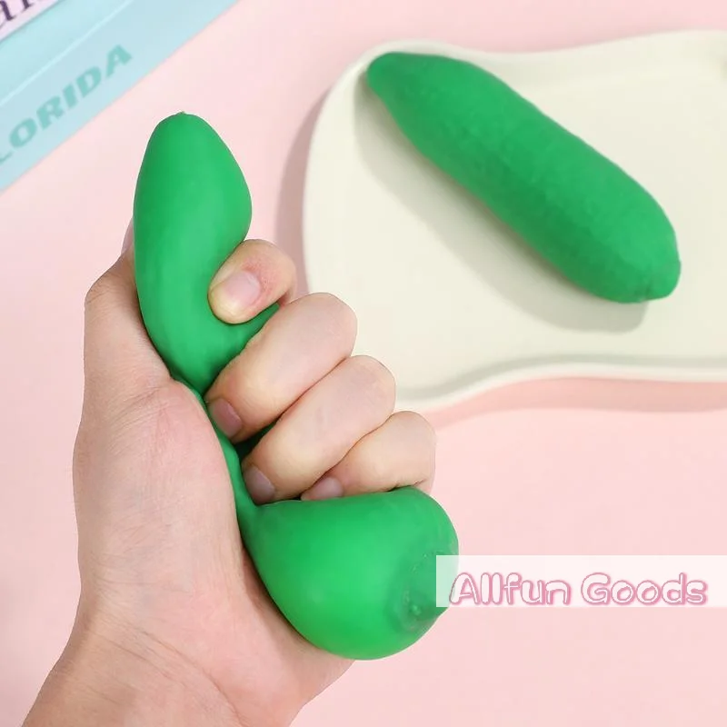 [TG835]Simulation Cucumber Elastic Squeeze Toy Slow Rebound Soft Fidget Decompression Prop for Kids Stocking Stuffers Gifts