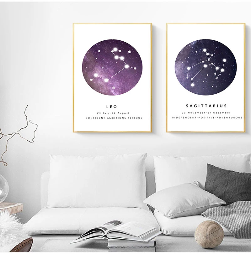 Constellations Nursery Wall Art Canvas Painting Black White Poster Prints Astrology Sign Minimalist Nordic Kids Pictures Decor