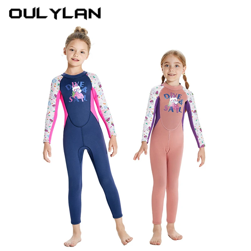 Girls 2.5mm Neoprene Wetsuit Kids Youth Thick Thermal Swimsuits Surfing Full Diving Suit Children Scuba Wet Suits