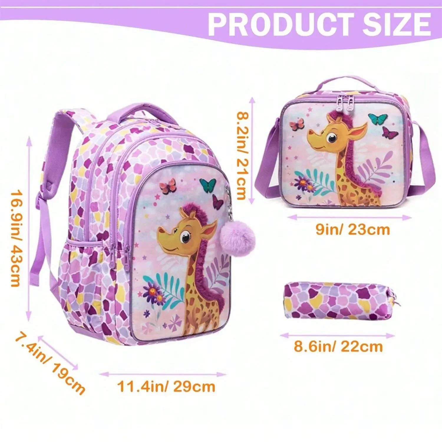 Mochilas escolares bonitas para niñas y niños, conjunto de mochila con fiambrera, estuche para lápices, mochila de regreso a la escuela para estudiantes de primaria, 3 uds.