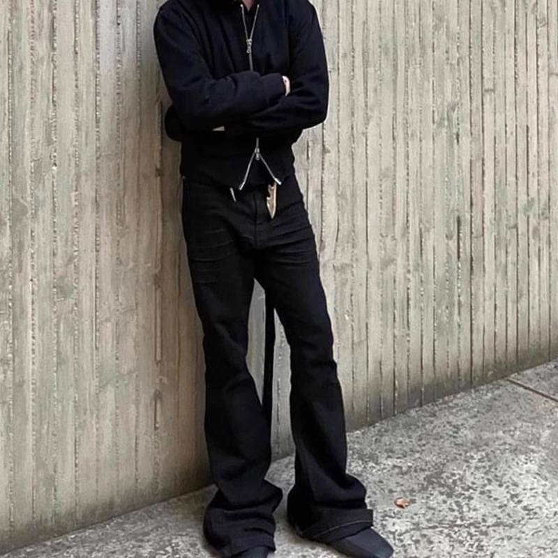 Herenjeans Modebroek voor heren Rits Volledige lengte Streetwear Broek Denim Zwart Effen Herenkleding