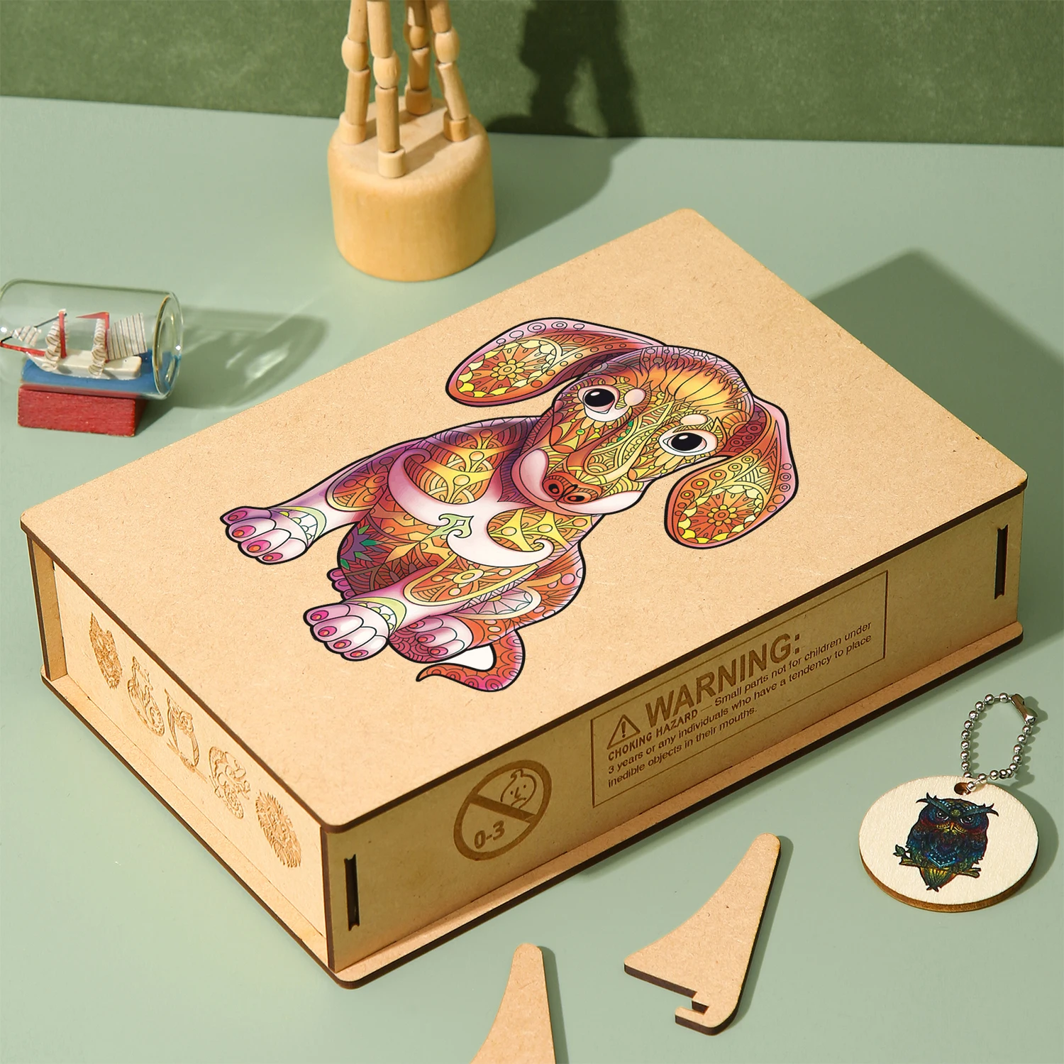 Top Quality Wooden Animal Puzzles Elegant Shape Montessori Toy Puzzle Games For Kids Adults Popular Family Game Wooden Box