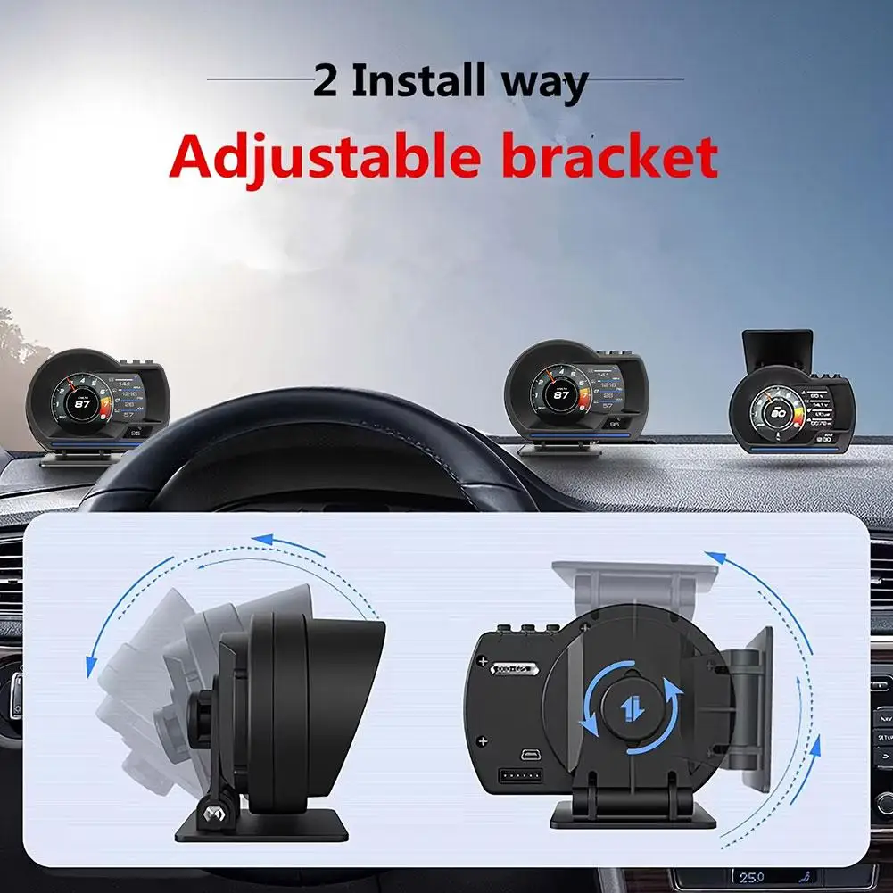 Obd Hud Up Display Auto Display Obd2+gps Rpm Car Temp Digital Gauge Odometer Water&oil Alarm Security Car Fault Clear