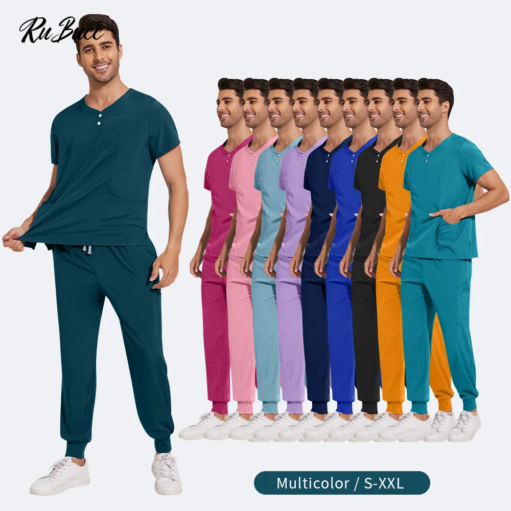 Medical Uniforms Men Hospital Scrubs Tops Pants Doctors Surgical Clothes Nurse Scrub Set Operating Room Workwear Pet Doctor Suit