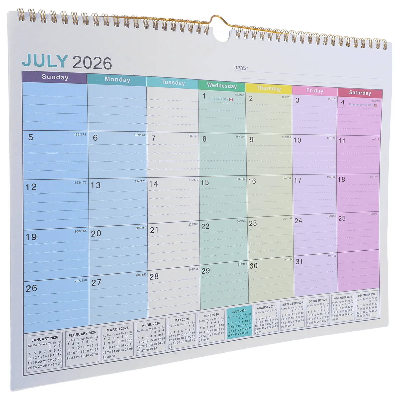 

18 Month Wall Calendar 2026.7 2027.12 Spiral Planner Large Monthly Pages Us Uk Ca Holidays Academic Layout Family Office
