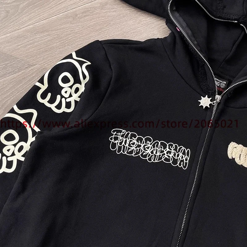 Towel Embroidered Cartoon Camouflage Glo Gang The Glory Full Zip Hoodie Men Women Hooded