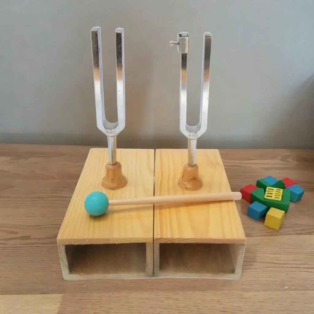 Durable Tuning Fork and Wood Resonance Case Lab Science Equipment for Sound Measurement and Teaching