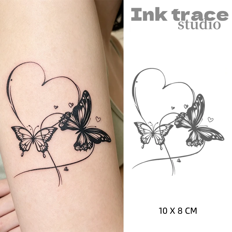 1/2PCS Butterflies and Heart Temporary Tattoo,Lasts To 15 Days New Technology Magic Waterproof Semi Permanent Sticker.