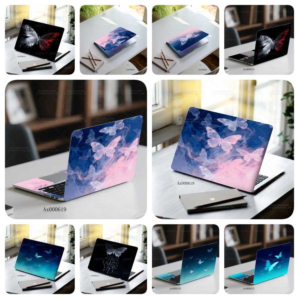 Romantic Butterfly Silhouette Laptop Skin Fluid Gradient Decal for Personalized Laptop MacBook Notebook PC Ornamental Stickers