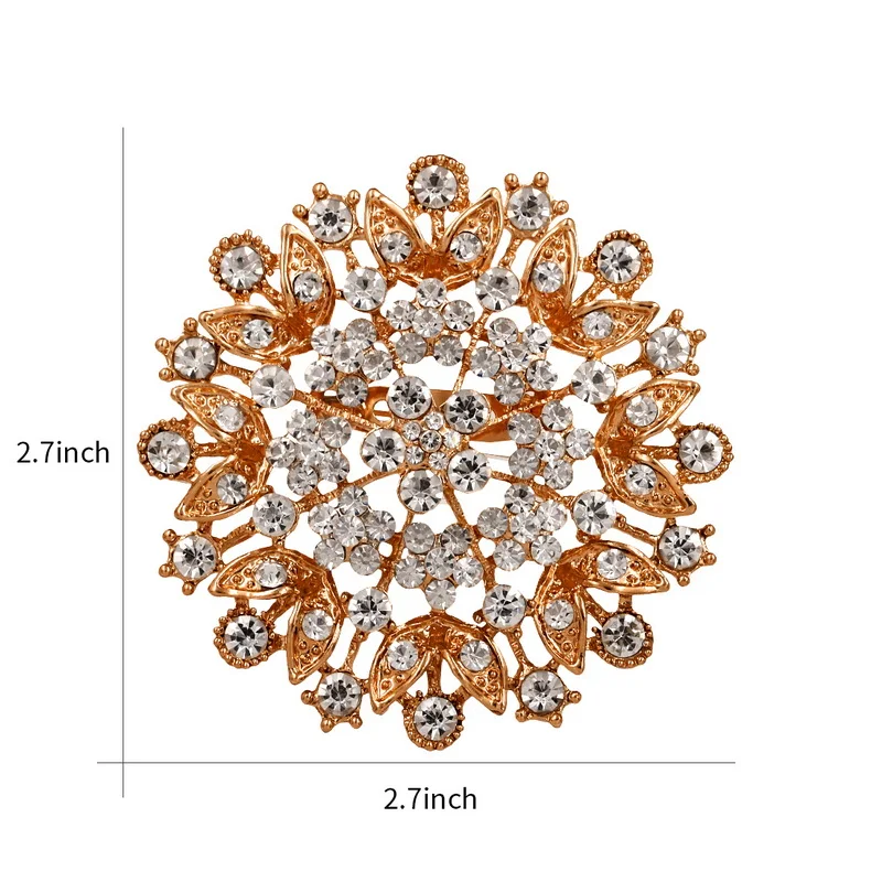 WEIMANJINGDIAN Brand Crystal Rhinestones Round Flower Brooches for Wedding Bouquets