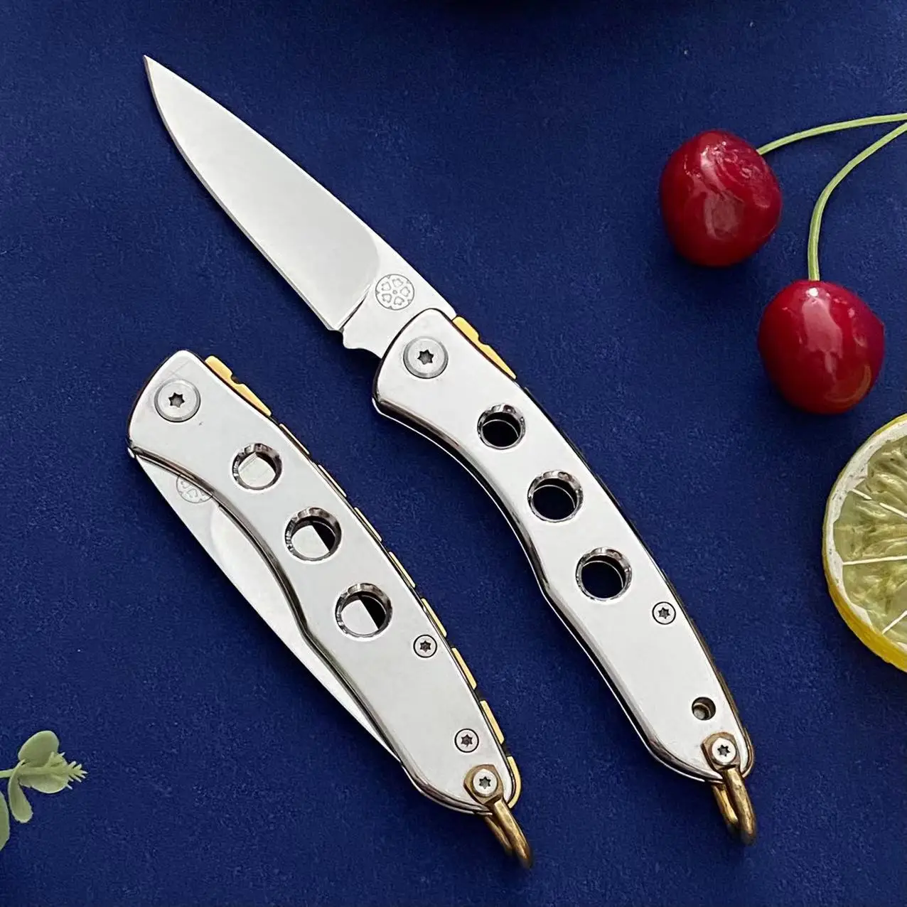 All Stainless Steel Folding Blade Knife Household Fruit Cutting Tool Outdoor Camping Utility Self Defense Pocket Knives For Men