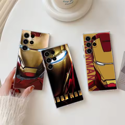Marvel IRON MAN S25Ultra Phone Case For Samsung Galaxy S24FE S25 S23 S21 Ultra S20 S24 FE S22 S25Plus A35 A55 Fundas Clear Cover