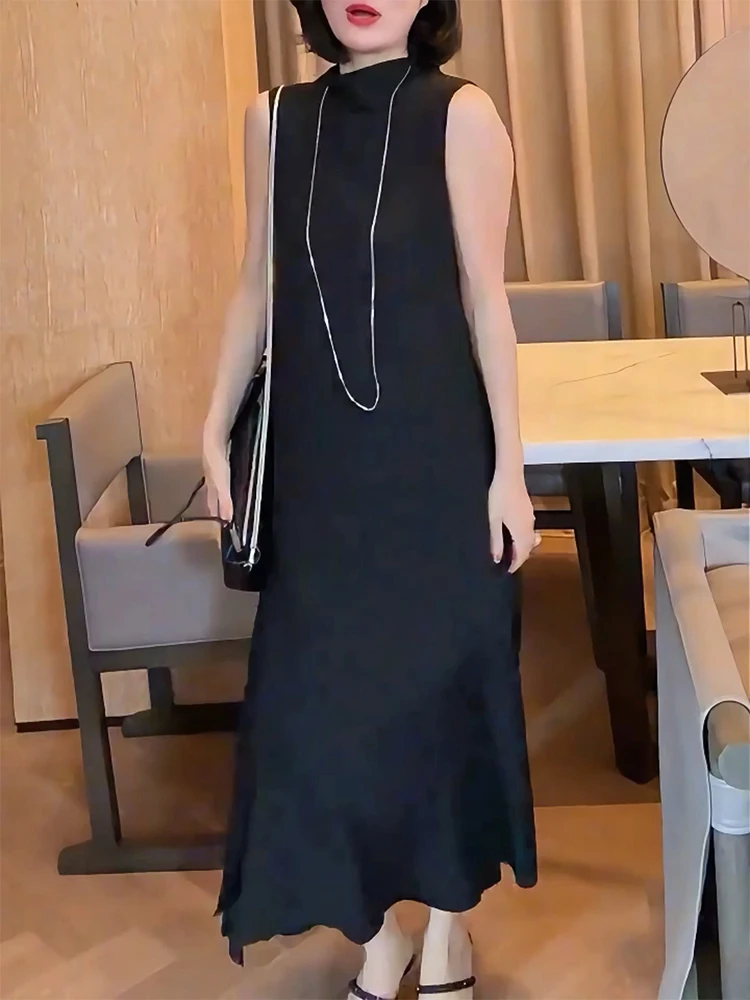 

Ele Свободное женское летнее платье с круглым вырезом и драпировкой, модное длинное платье трапециевидной формы больших размеров, повседневное платье для поездок на работу