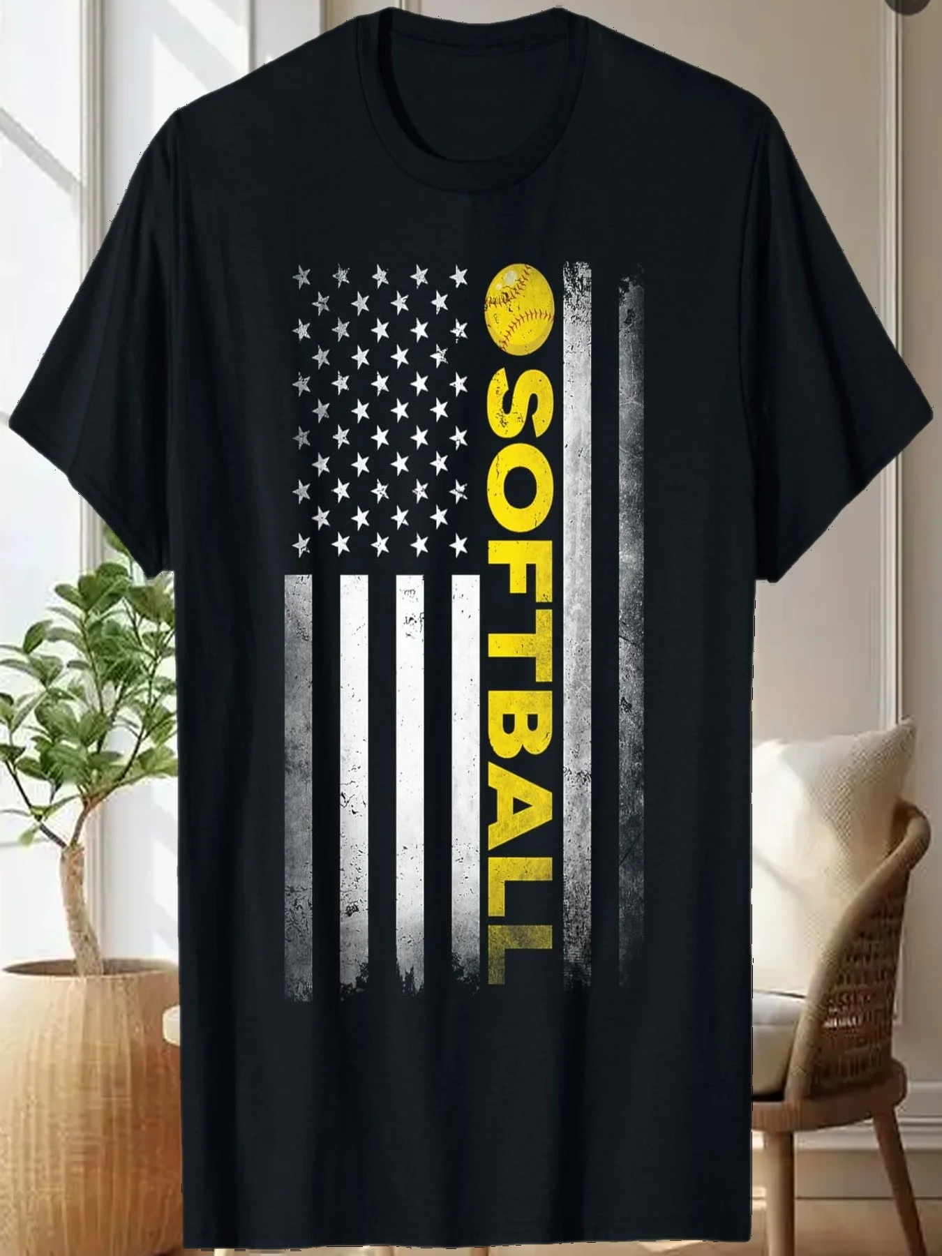 

Softball Dad Mom USA US American Flag Apparel T-Shirt