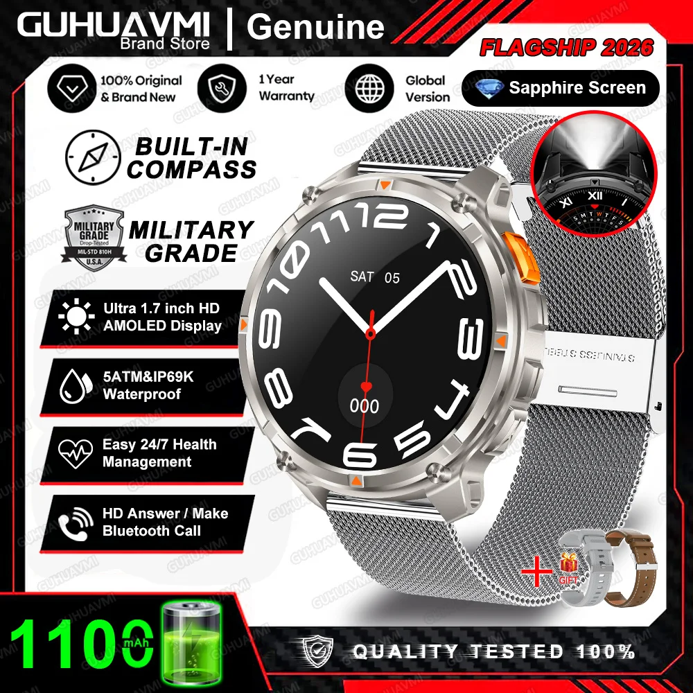 2026 Nieuwe T-Rex3 Pro 1100mAh Batterij Smart Watch GPS-pad 5ATM Waterdicht Sport Run tracker Buiten Kompas Militaire Smartwatch