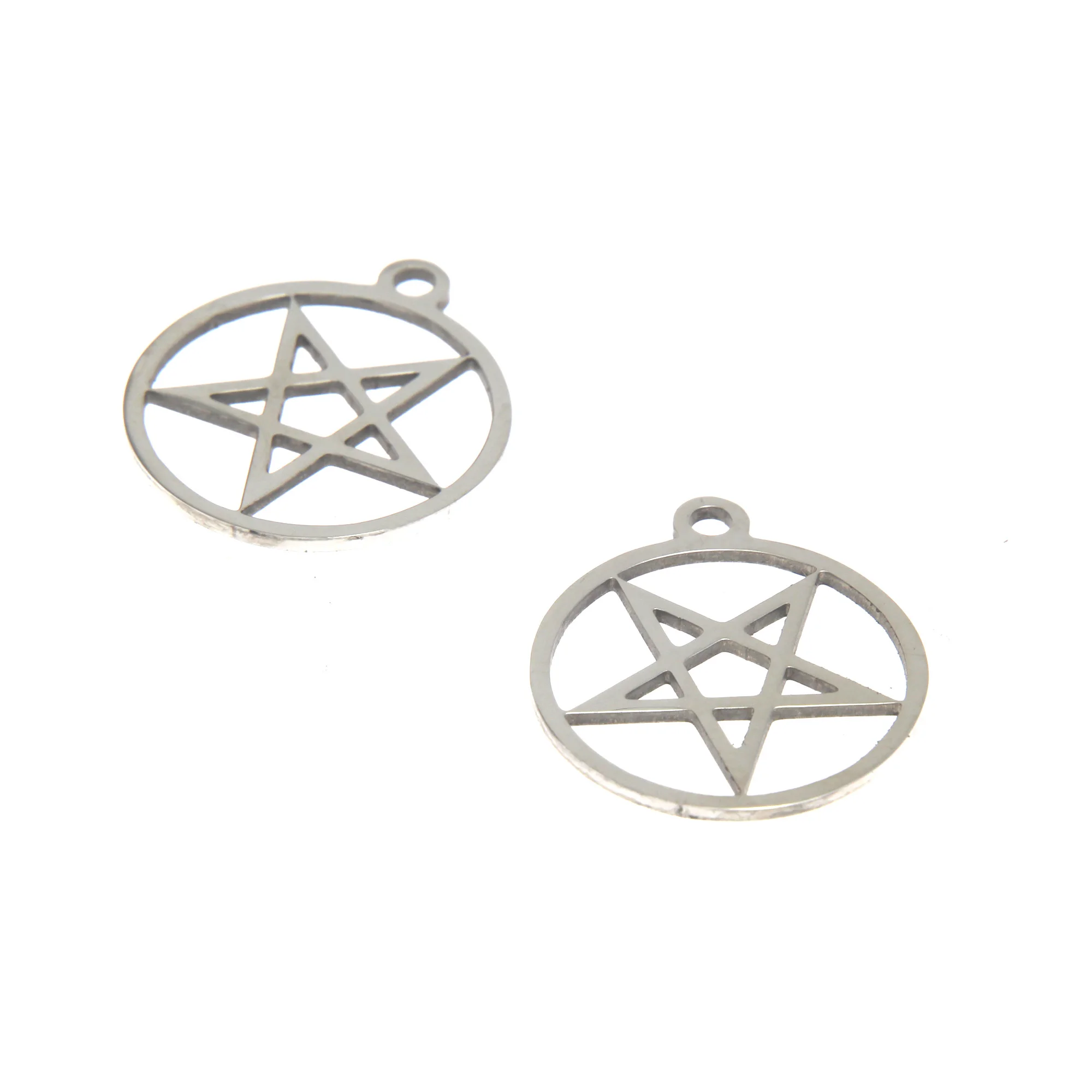 5Pieces/Lot Inverted Pentacle Pentagram Charm Pagan Wiccan Stainless steel Pendant Fit for DIY Jewelry Making crafted 18x20mm