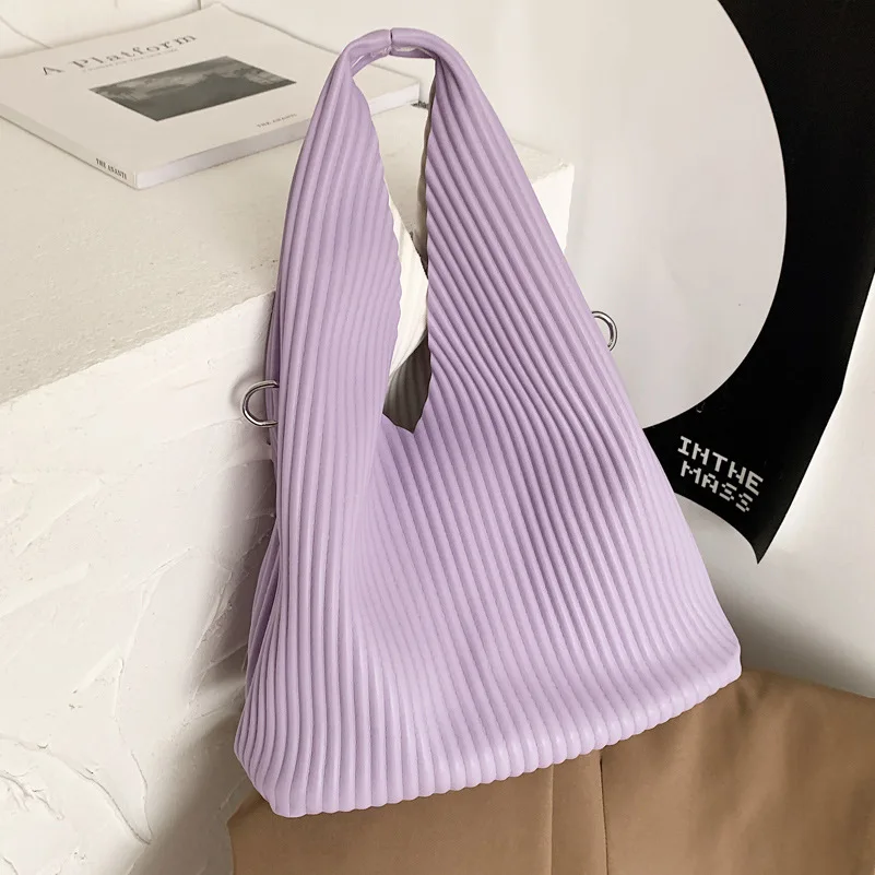 2022 New Brand Luxury Tote Ladies Pu Leather Bucket Shoulder Bag Large Capacity Handbags And Purses Solid Color Crossbody Bag