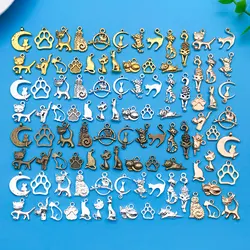 Mix 20/100pcs zinc alloy cat series fashion jewelry necklace making DIY craft Halloween Christmas fashion accessories